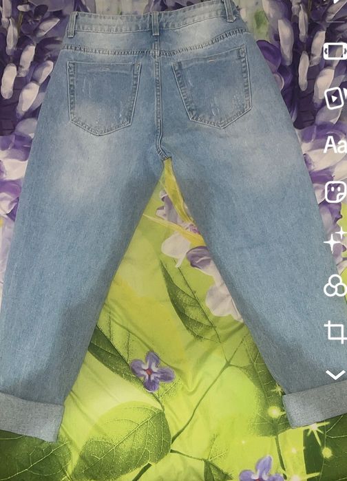 Blugi damă wide leg rupți, talie joasă,