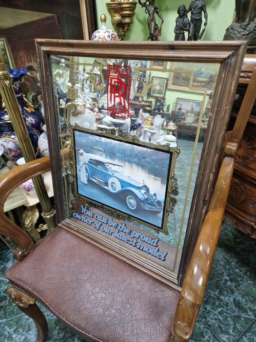 Уникално антикварно английско рекламно огледало Rolls Royce
