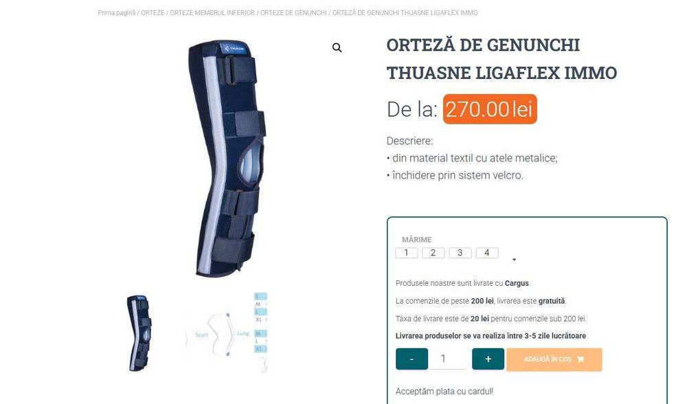 Orteza genunchi fixa marimea M pentru operatie Ligament incrucisat
