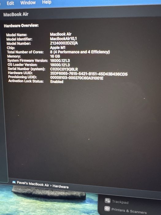 Macbook air M1 256gn 16gb ram