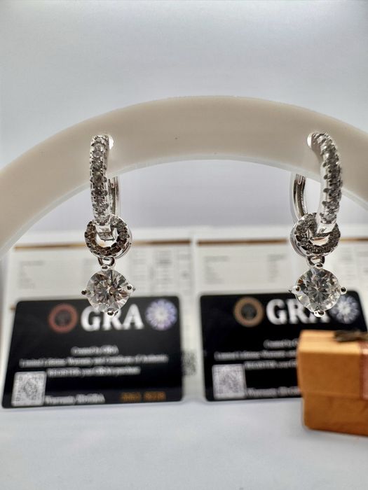 Сребърни обеци с мойсанит (Диамант) 0.5 карата