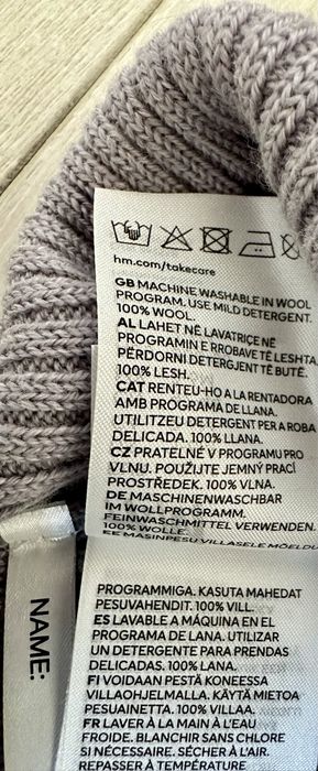 Căciulă / capișon tricotat copii din lână moale, H&M, mov, 62/68, Nou