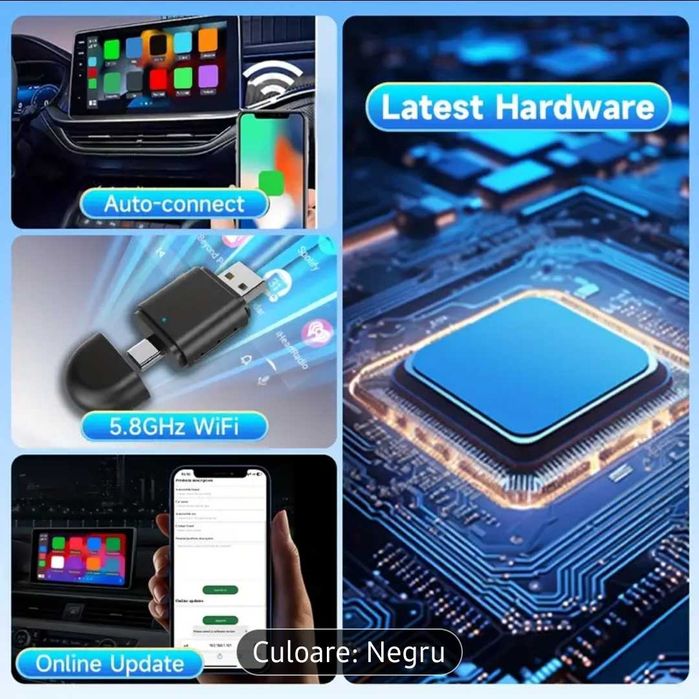 Adaptor Carplay ,Android Auto , Usb C, Wi-Fi  5.8 GHz /Bluetooth 5.4