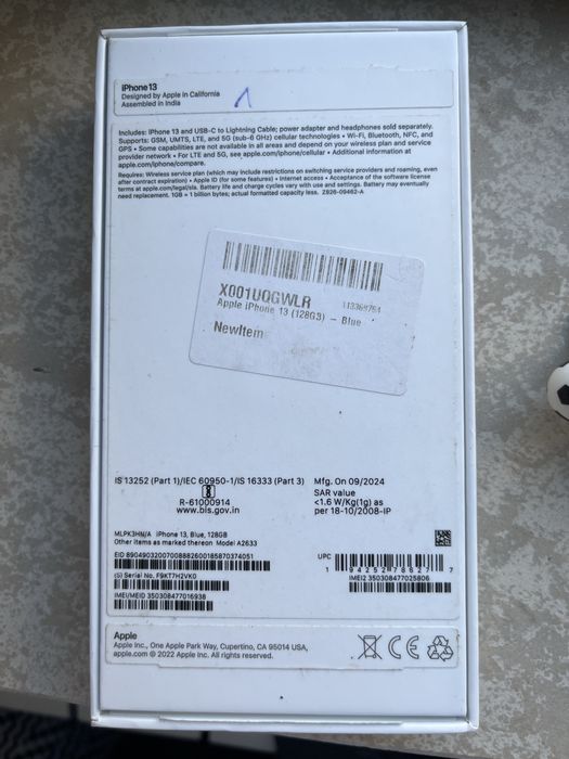 iPhone 13 голубого цвета,85%,128Гб