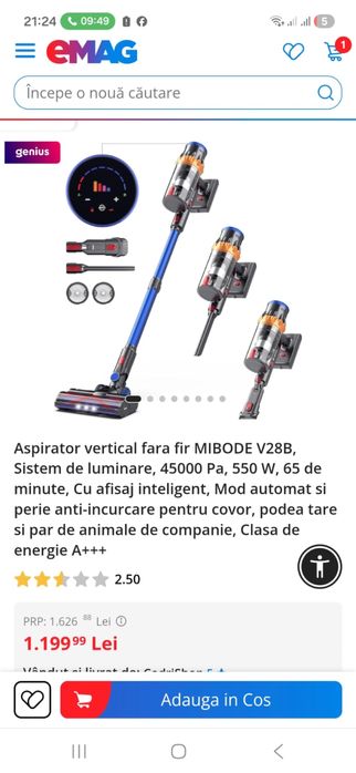 Aspirator fara fir vertical