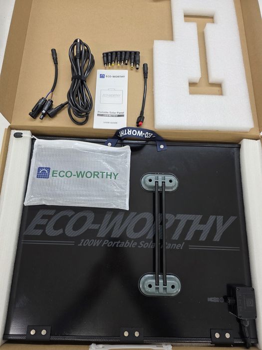 ECO-WORTHY 100W Сгъваем Соларен Панел 12V за Къмпинг и Каравани