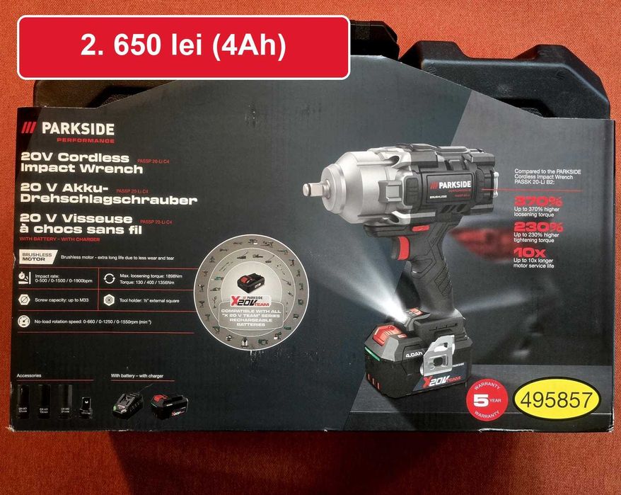 Parkside Performance (impact roti de 600Nm, de 1898Nm, foarfeca gradinarit etc)