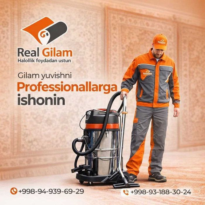 gilam yuvish 10 000 so'm/kv.m Real Gilamda , чистка ковров Real Gilam