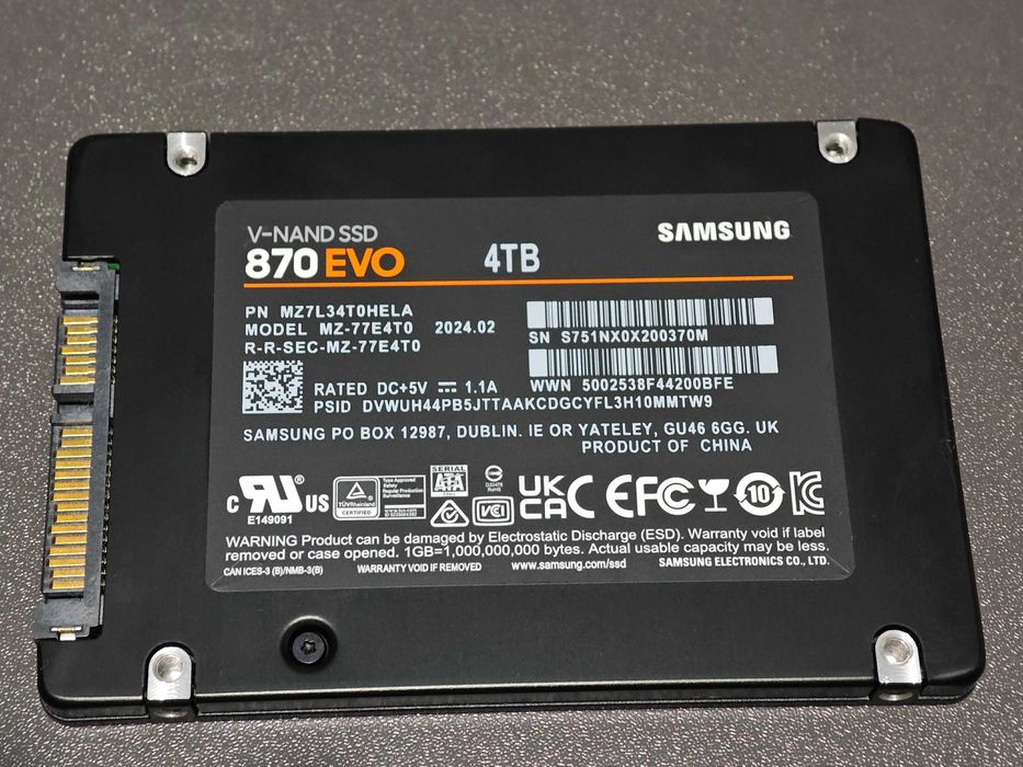 Samsung 870 EVO 4TB – Health 100% – Aproape neutilizat – Testat complet