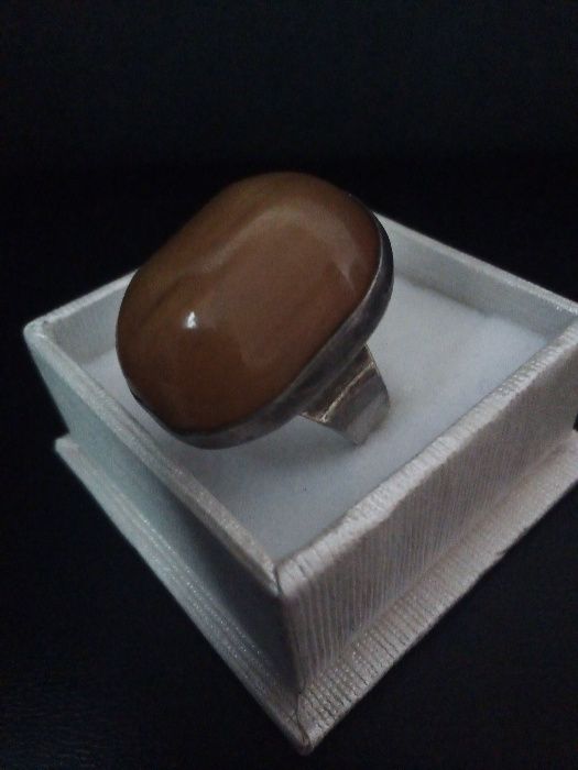 Стар турски сребърен пръстен с кехлибар/Винтидж сребърен медальон