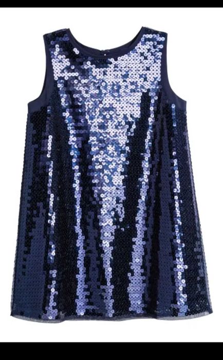 Като нова! Красива рокля с обръщащи паети на H&M, възраст 9-10 г