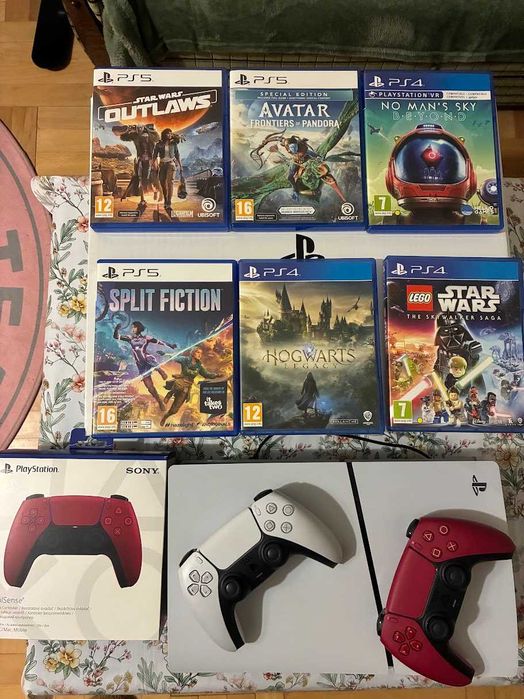 PlayStation 5 slim с игра Astro Bot + 6 игри и 2 джойстика