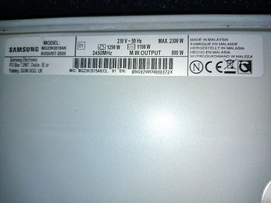 cuptor microunde Samsung MG23K3515AK 23l, grill -impecabil