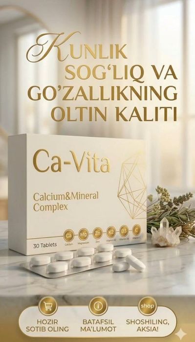 Ca-Vita — kalsiy, magniy, D3, K2 vitamini kompleksi