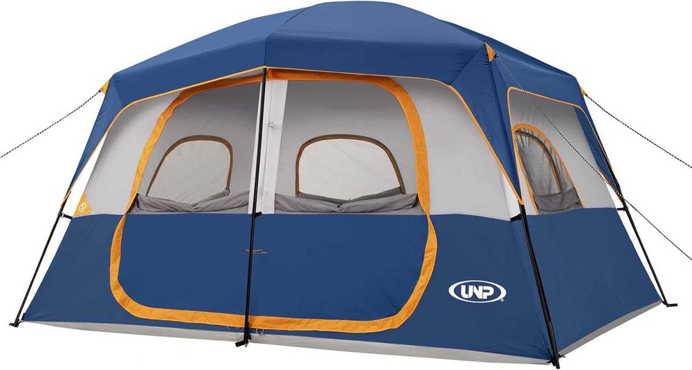 Cort de camping UNP pentru 4-8 persoane, impermeabil și rezistent la vânt, cu prelată de ploaie