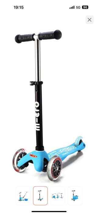 Самокат Micro Mini 2 GO Deluxe Plus MMD034 голубой