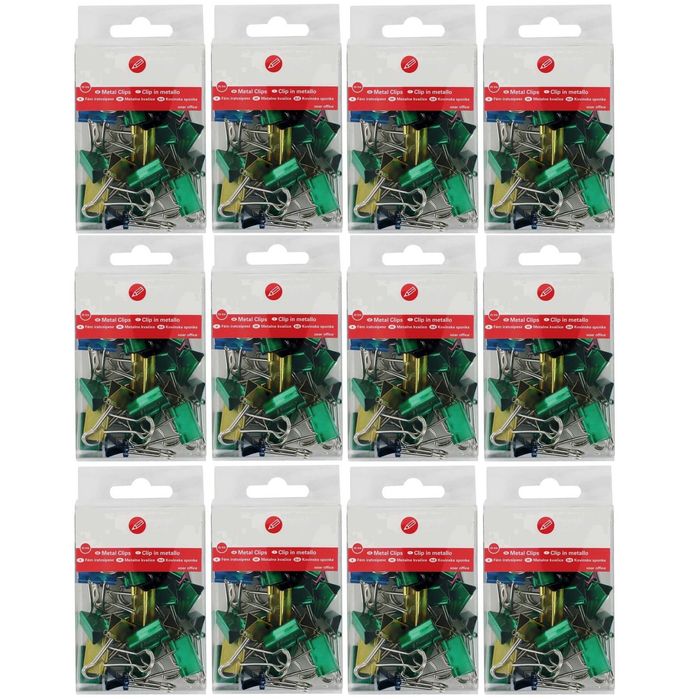 Clips Hartie 19 mm, 12 seturi x 25buc, 300buc, Color, cutie plastic