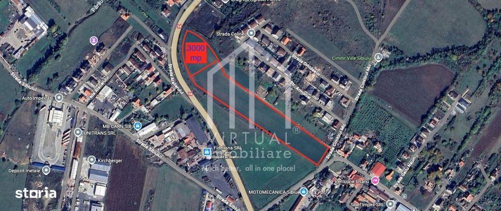Teren intravilan de vanzare in Sibiu, 3000 mp deschidere la DN 14