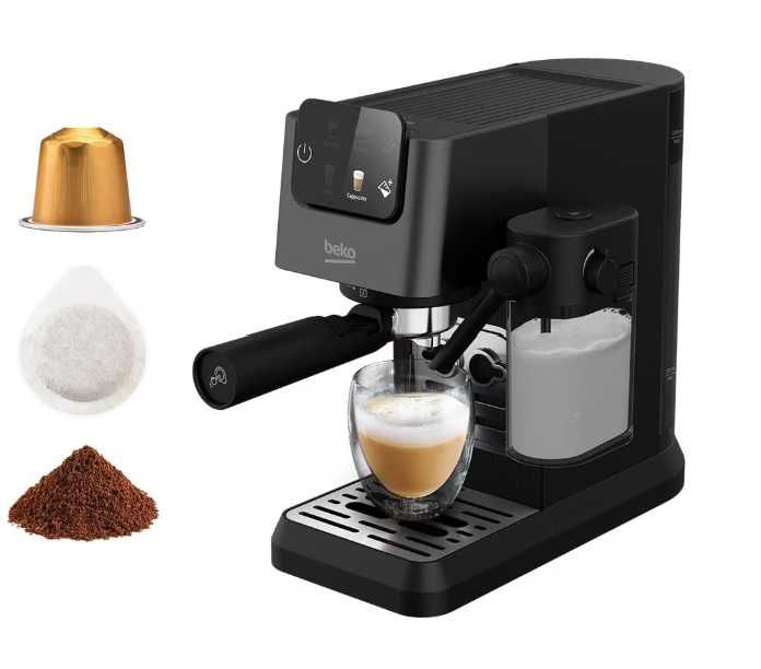 Espressor Manual 3in1 BEKO CEP5464DX,1600W, 20 Bar, Sistem Cappuccino, Negru