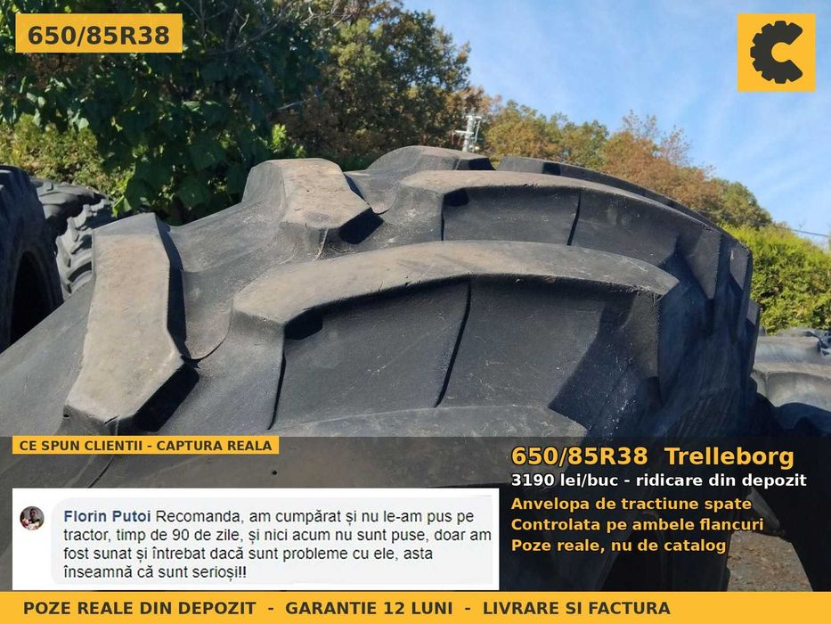Anvelope Cauciucuri 650/85R38 650/85 R38 650 85 R38 650/85-38 6508538 Trelleborg Tractor Punte Spate Tractiune SH Second Hand OFERTA Pret Bun Reducere