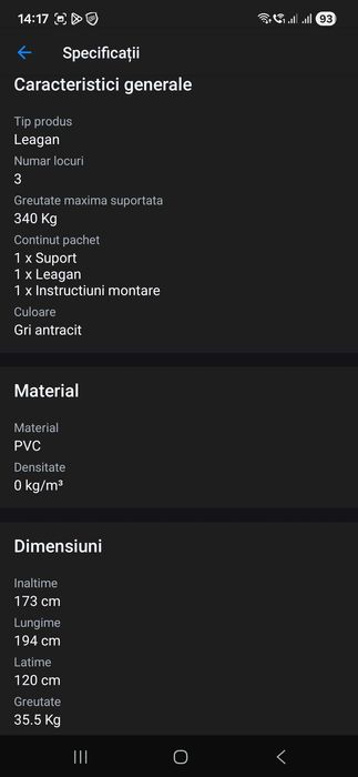 Balansoar de gradină 3 locuri