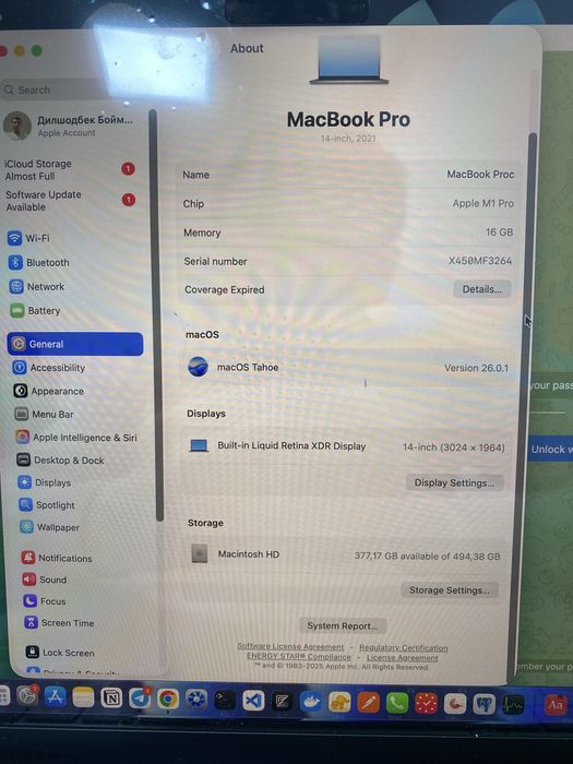 Macbbok pro m1 pro 16/512