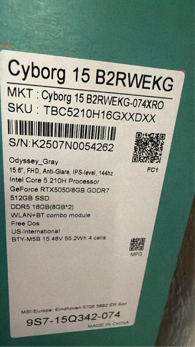Vand/schimb laptop msi cyborg