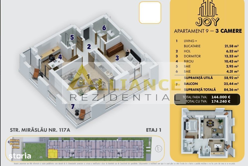 5 Min-Metrou Berceni-3 Camere-Complex Nou