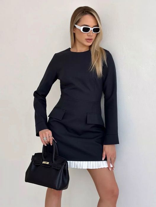 Платье офисное серое