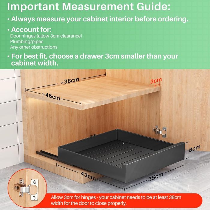 Телескопичен Органайзер за Шкаф 43x35см – Монтаж Без Пробиване, Kitsto