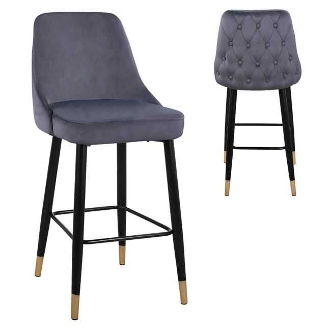 Бар стол Селен neneл от рози, черен, сив, тъмно зелен