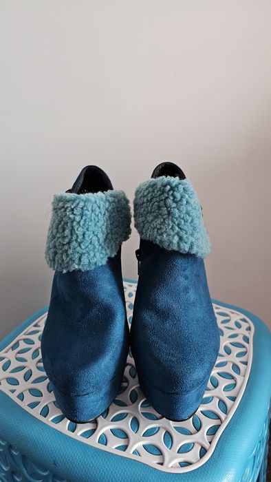 Дамски Боти, обувки висок ток, Син