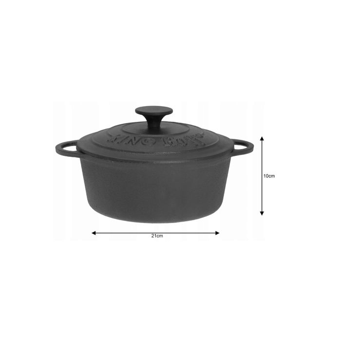 Oala din fonta 2.4litri, 21cm, cu capac, negru, KingHoff