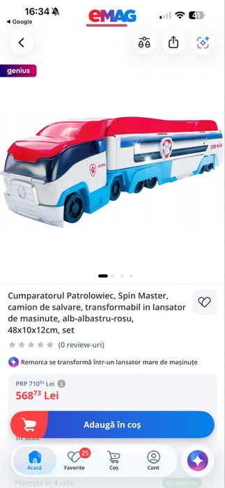 Vând camion mare PAW Patrol + Tractor roșu cu sunete
