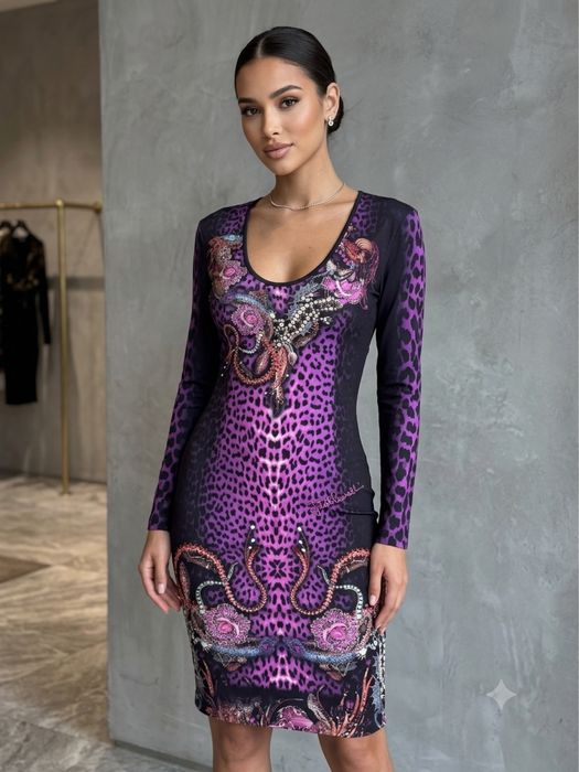 Ефектна рокля Just Cavalli – уникален десен и перфектна кройка размер XS/S