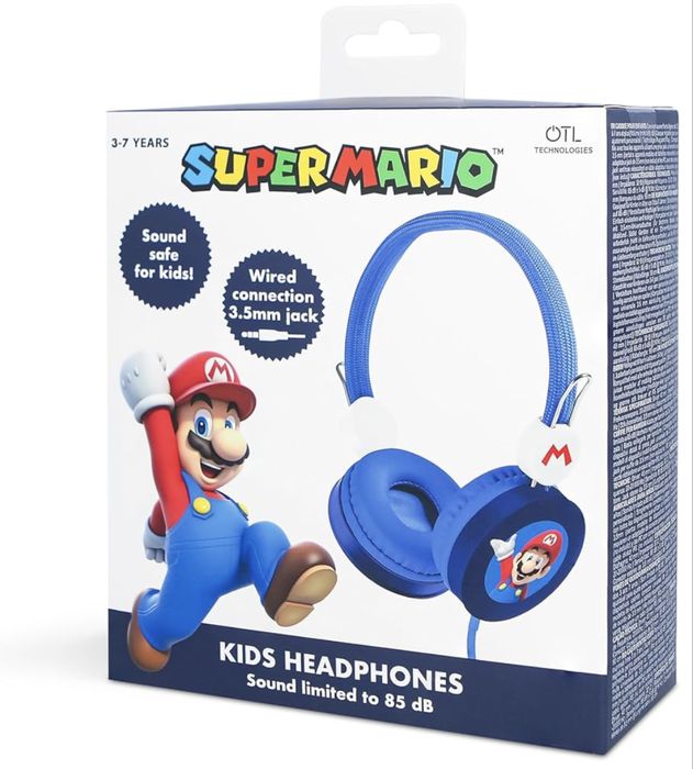 Căști cu fir OTL Technologies SM1109 Super Mario pentru copii, albastre