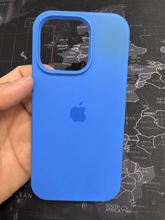 Husa Blue cu microfibra iPhone 16 Pro