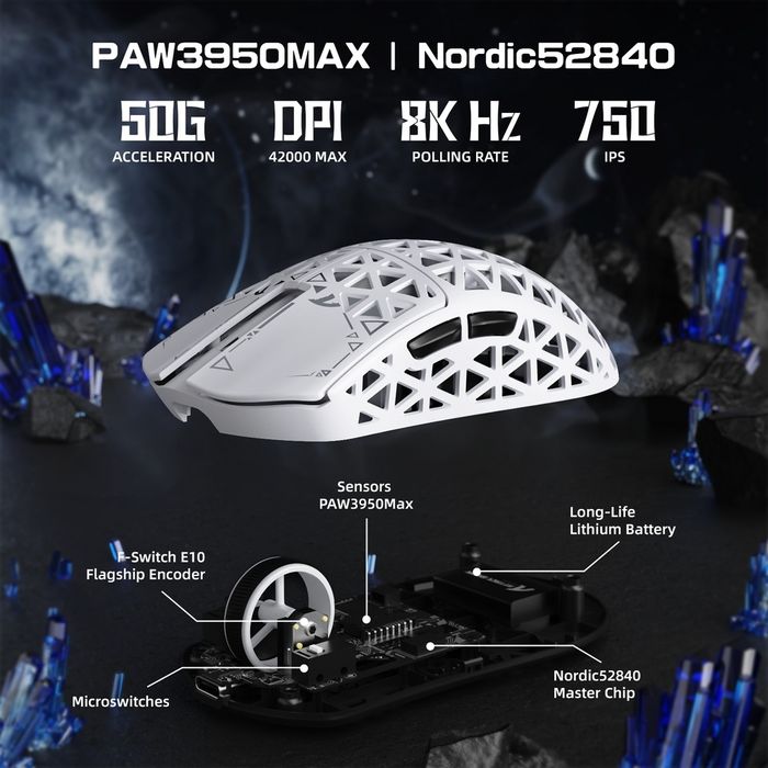 NEW Mouse Attack shark R5 Ultra PAW3950 8K dpi 42000