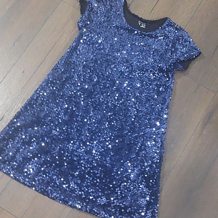 Rochie fetițe 8 ani bleumarin paiete