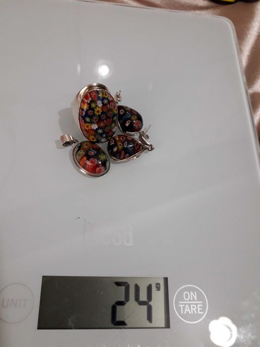Vând set argint 925 cu sticlă Murano