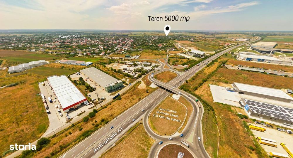 Teren intravilan construibil Bolintin Deal 5000 mp – dublă deschidere