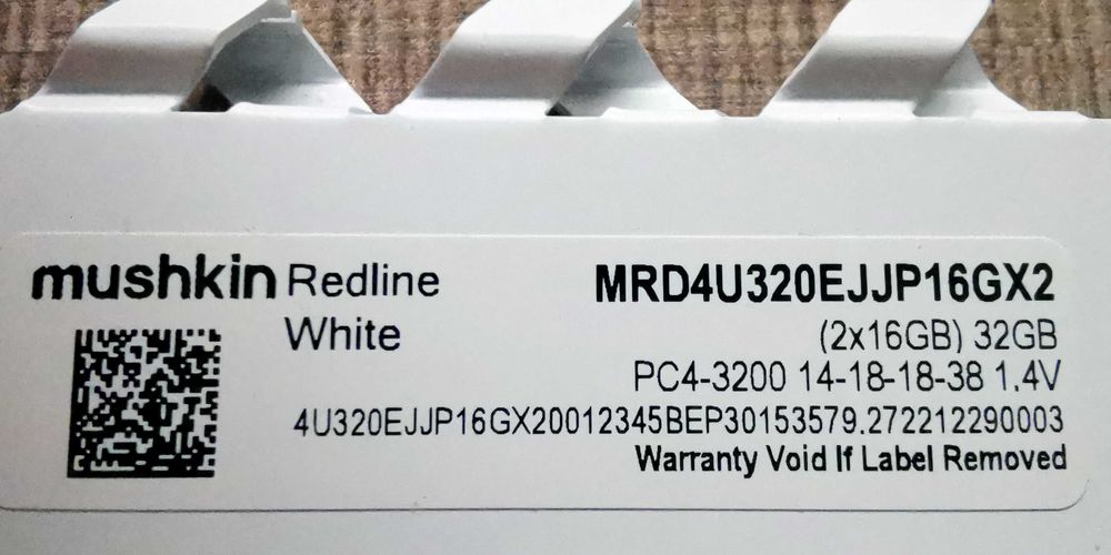 Памет RAM Mushkin Redline White 32Gb (2x 16GB) DDR4 3200 XMP 2.0