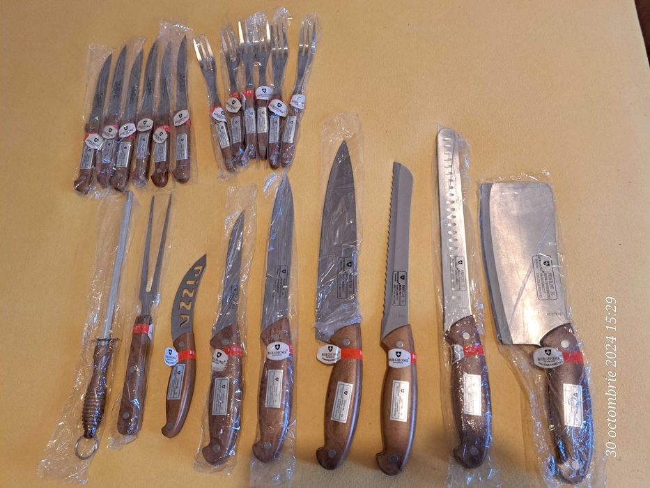 Set complet cutite si tacamuri, otel inox Suedia, noi