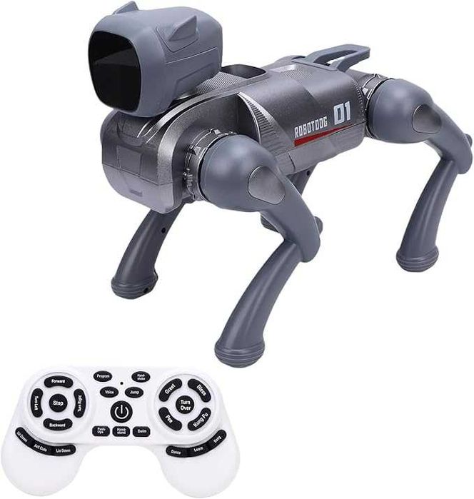Câine Robot Inteligent cu AI, Control Vocal, Telecomandă 2.4G, Control prin Aplicație