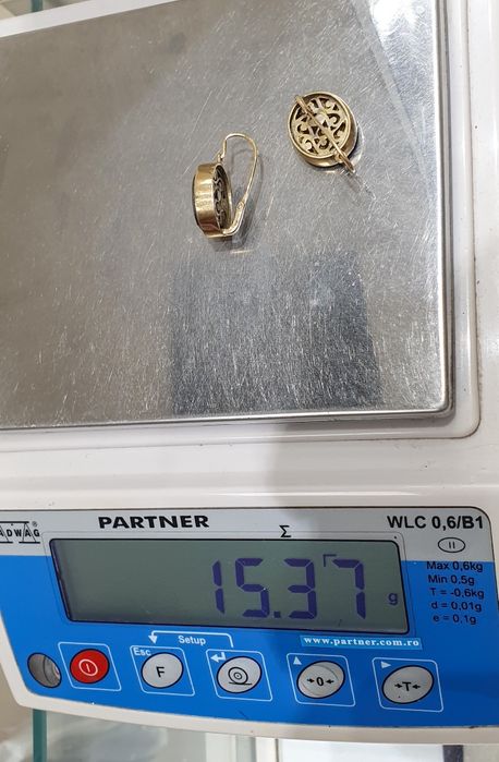 Cercei din aur de 14K cu diamante naturale și montură din argint – 15,37 g