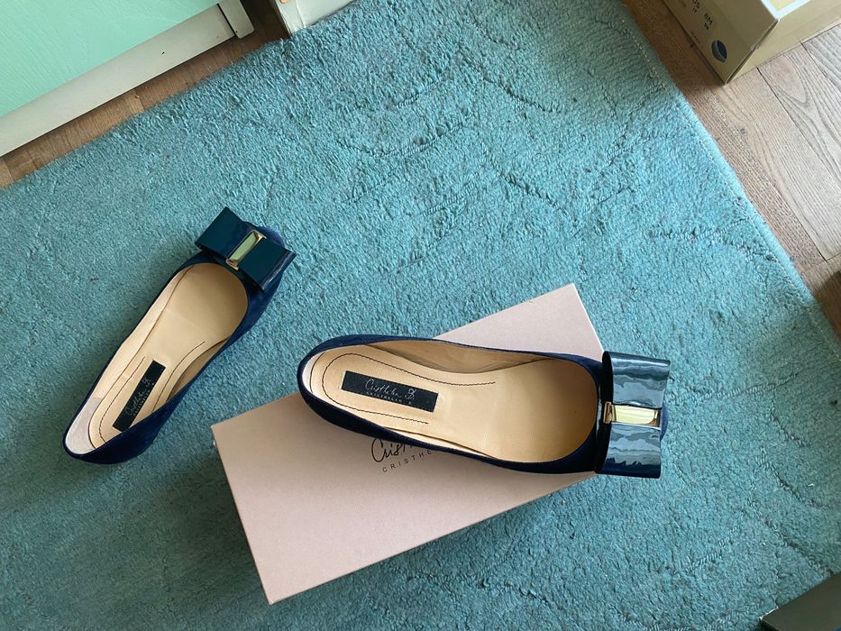 Тъмно сини балеринки, естесвен велур, 38 номер от Musette