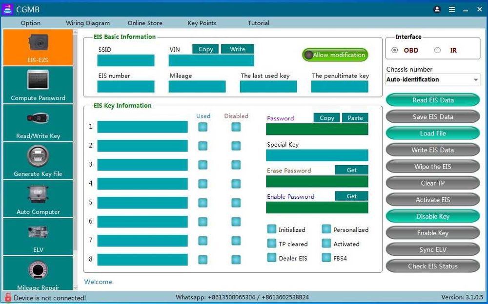 CGDI CGMB programator chei Mercedes + AC adapter + ELV CGDI simulator