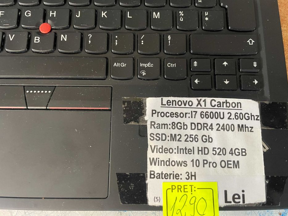 Laptop Lenovo, ThinkPad X1 Carbon I7 6600U 2,6Ghz SSD 256 Gb 8GB Ram DDR 4 Garantie 2ani