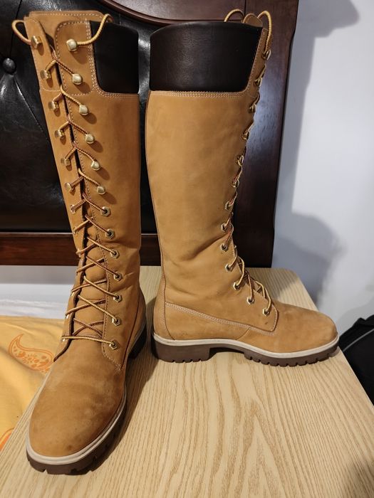Ghete Timberland W Prem 14in Wht piele Nubuck bej mustar maro camel