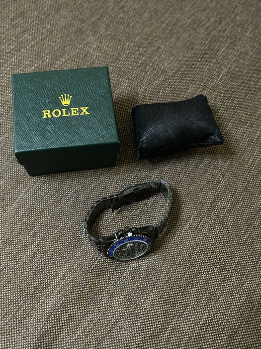 Ceas Rolex Nou de Barbati Negru cu Albastru